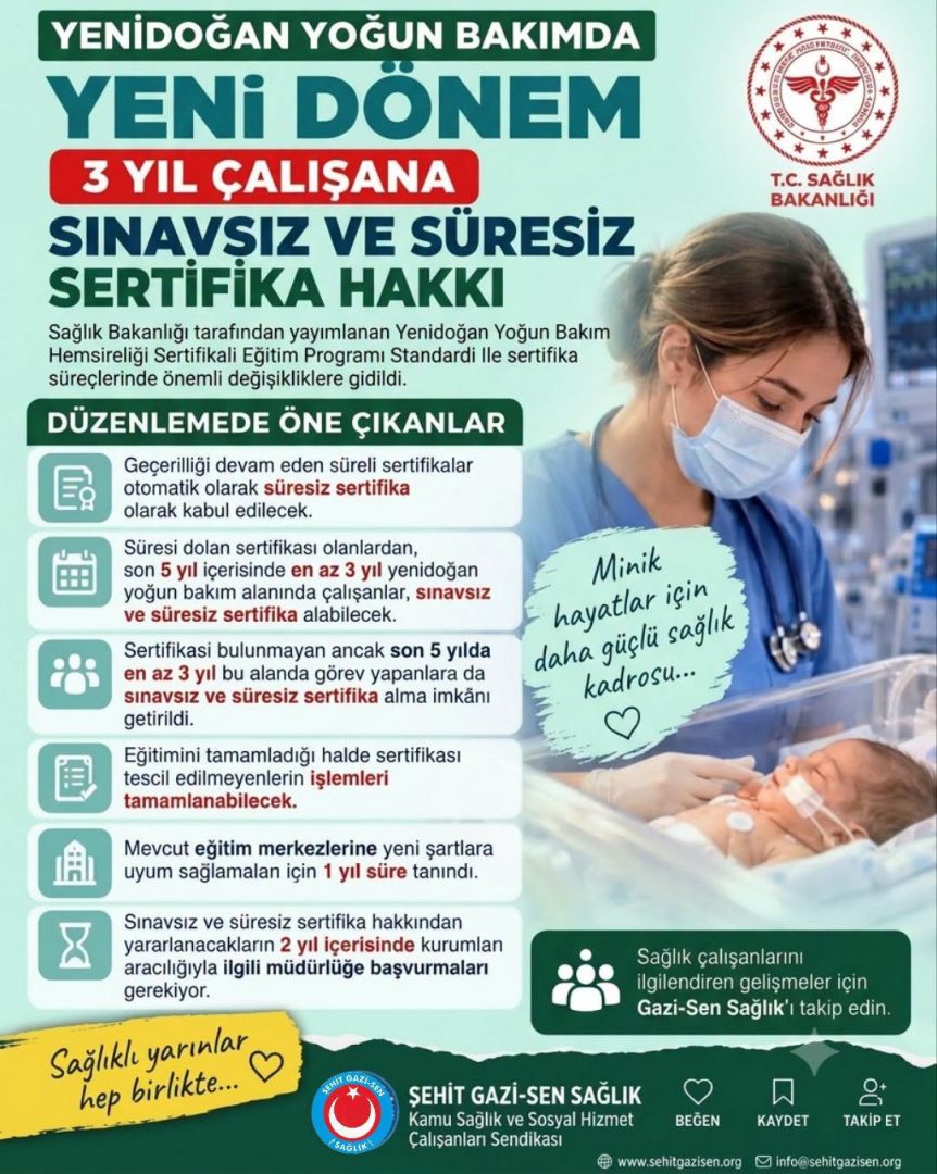3 YIL ÇALIŞANA SINAVSIZ VE SÜRESİZ SERTİFİKA HAKKI
