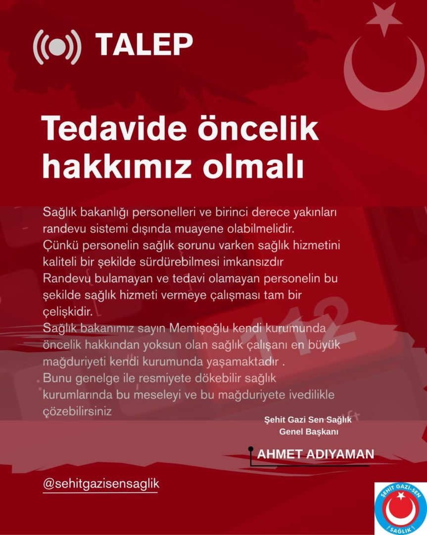 TEDAVİDE ÖNCELİK HAKKIMIZ OLMALI