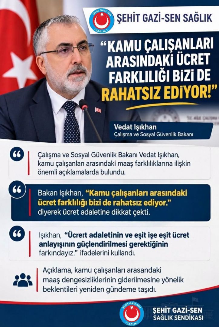 "EŞİT İŞE EŞİT ÜCRET VE ÜCRET ADALETİ ARTIK BİR ZORUNLULUKTUR!"